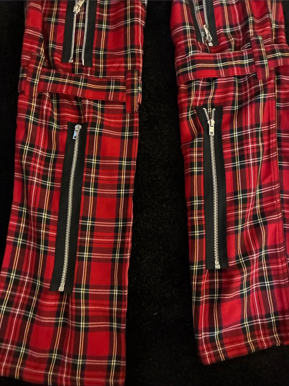 Tripp NYC Mens Red Plaid Kilt Style Punk Bondage Pants Size 30 Kilt Removable